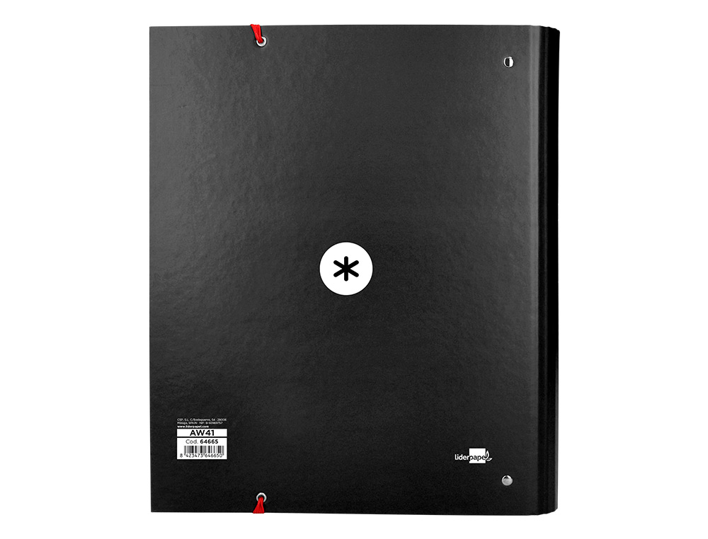 CARPETA CON RECAMBIO ANTARTIK A4 CUADRO 5MM FORRADA 4 ANILLAS 40MM REDONDAS CON SOLAPA COLOR NEGRO