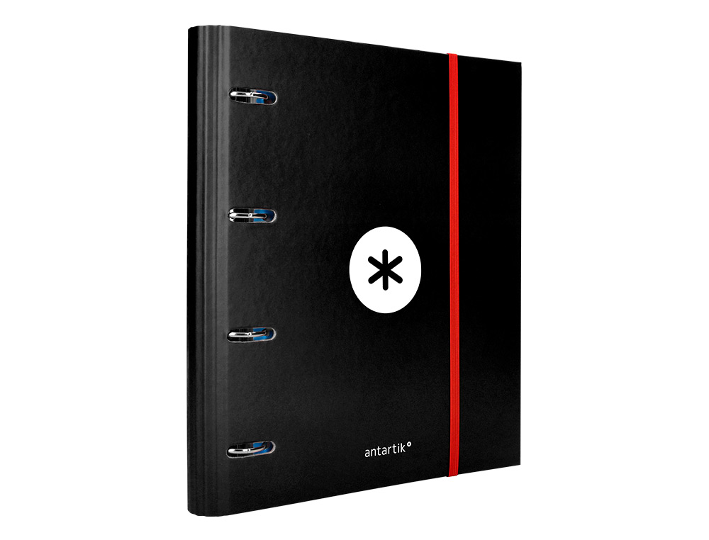 CARPETA CON RECAMBIO ANTARTIK A4 CUADRO 5MM FORRADA 4 ANILLAS 40MM REDONDAS CON SOLAPA COLOR NEGRO