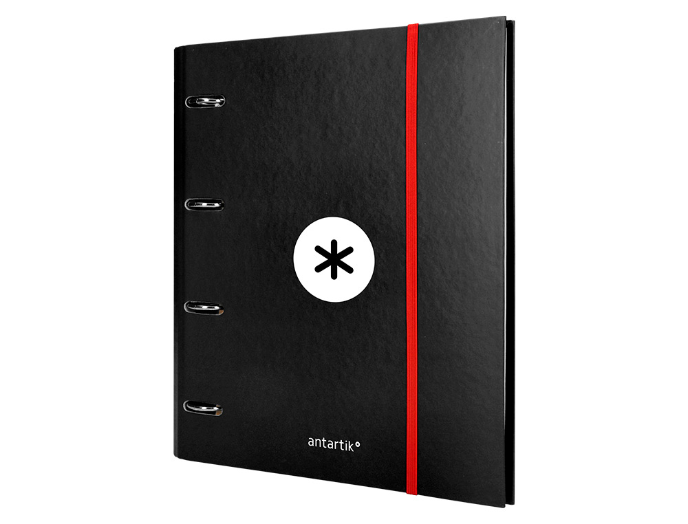 CARPETA CON RECAMBIO ANTARTIK A4 CUADRO 5MM FORRADA 4 ANILLAS 40MM REDONDAS CON SOLAPA COLOR NEGRO
