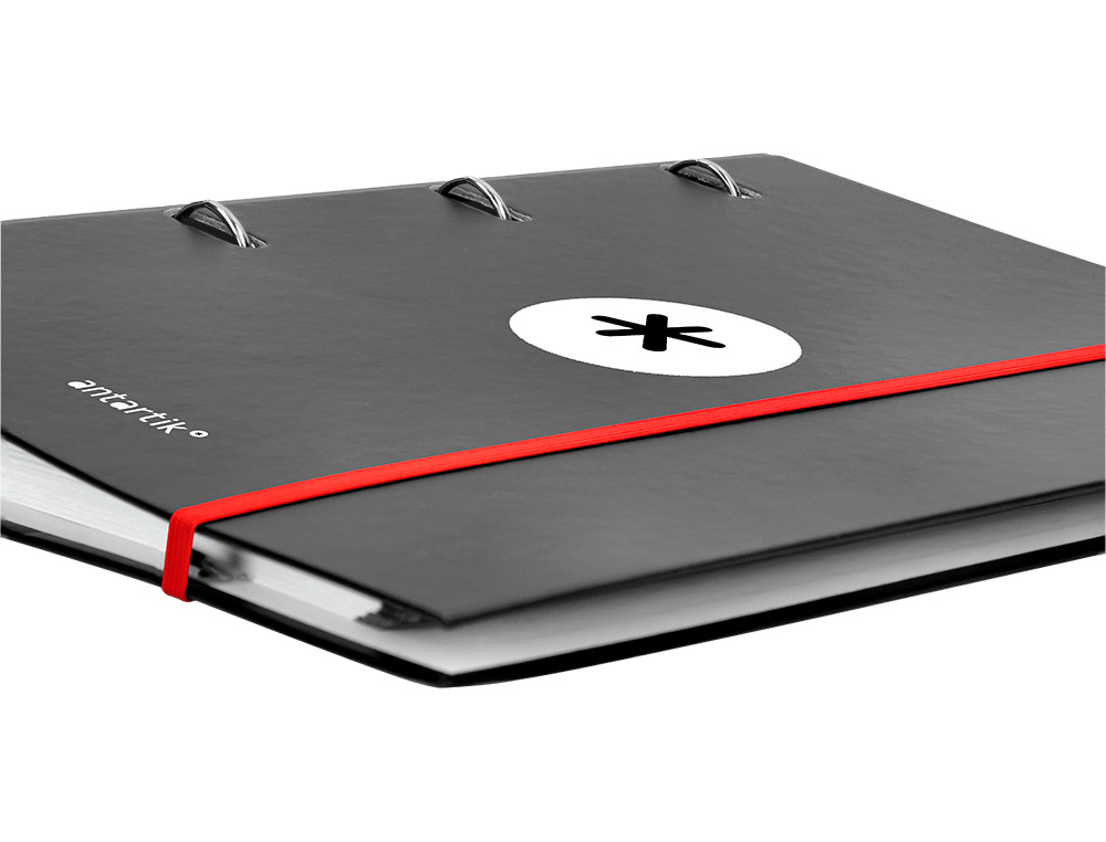 CARPETA CON RECAMBIO ANTARTIK A4 CUADRO 5MM FORRADA 4 ANILLAS 40MM REDONDAS CON SOLAPA COLOR NEGRO