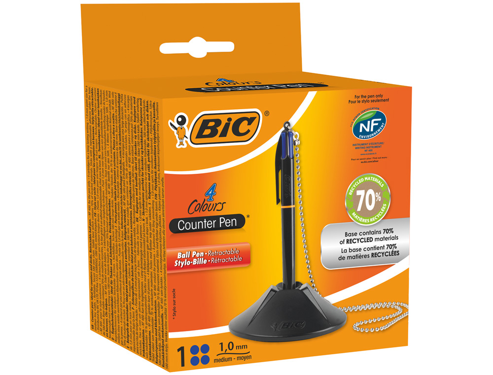 BOLIGRAFO BIC CUATRO COLORES CON PEANA