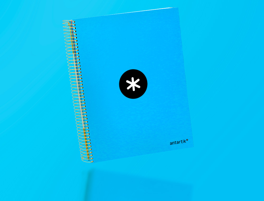CUADERNO ESPIRAL A4 MICRO ANTARTIK TAPA FORRADA 120H 90 GR HORIZONTAL 5 BANDAS 4 TALADROS COLOR AZUL