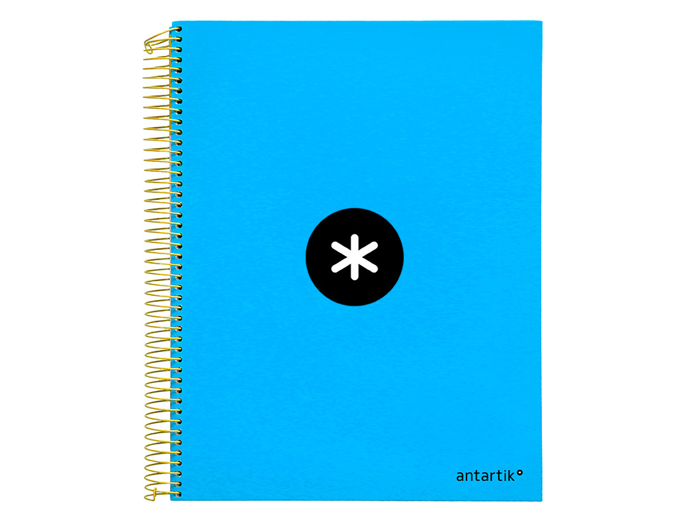 CUADERNO ESPIRAL A4 MICRO ANTARTIK TAPA FORRADA 120H 90 GR HORIZONTAL 5 BANDAS 4 TALADROS COLOR AZUL