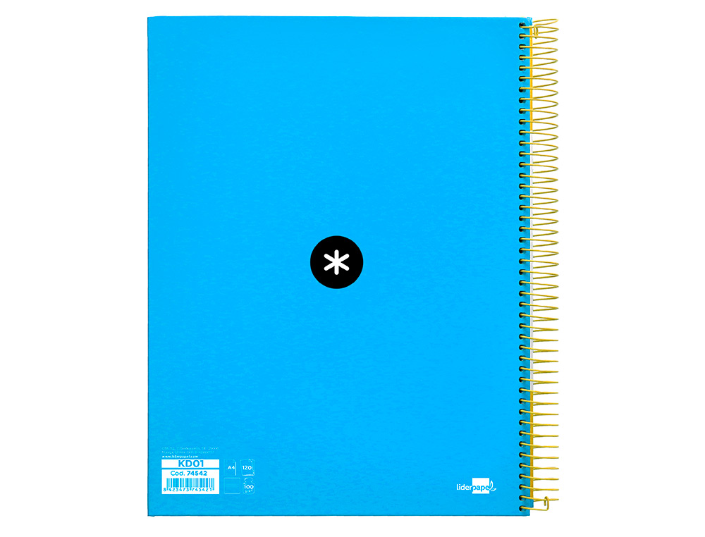 CUADERNO ESPIRAL A4 MICRO ANTARTIK TAPA FORRADA 120H 90 GR HORIZONTAL 5 BANDAS 4 TALADROS COLOR AZUL