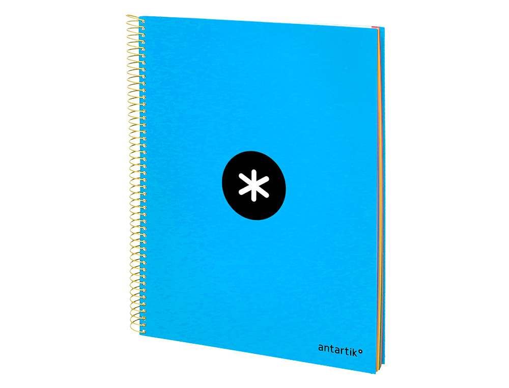 CUADERNO ESPIRAL A4 MICRO ANTARTIK TAPA FORRADA 120H 90 GR HORIZONTAL 5 BANDAS 4 TALADROS COLOR AZUL