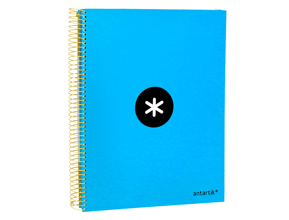 CUADERNO ESPIRAL A4 MICRO ANTARTIK TAPA FORRADA 120H 90 GR HORIZONTAL 5 BANDAS 4 TALADROS COLOR AZUL