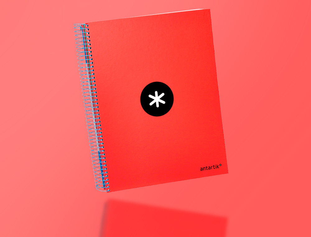 CUADERNO ESPIRAL A4 MICRO ANTARTIK TAPA FORRADA 120H 90 GR HORIZONTAL 5 BANDAS 4 TALADROS COLOR ROJO