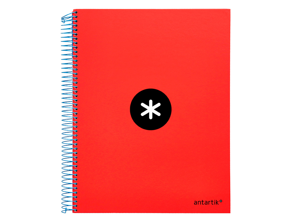 CUADERNO ESPIRAL A4 MICRO ANTARTIK TAPA FORRADA 120H 90 GR HORIZONTAL 5 BANDAS 4 TALADROS COLOR ROJO