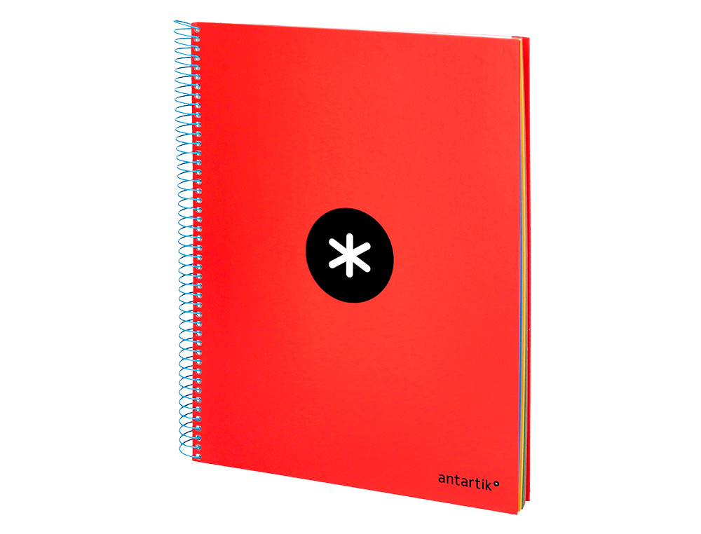 CUADERNO ESPIRAL A4 MICRO ANTARTIK TAPA FORRADA 120H 90 GR HORIZONTAL 5 BANDAS 4 TALADROS COLOR ROJO