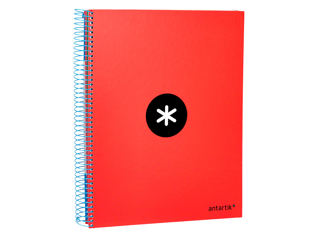 CUADERNO ESPIRAL A4 MICRO ANTARTIK TAPA FORRADA 120H 90 GR HORIZONTAL 5 BANDAS 4 TALADROS COLOR ROJO