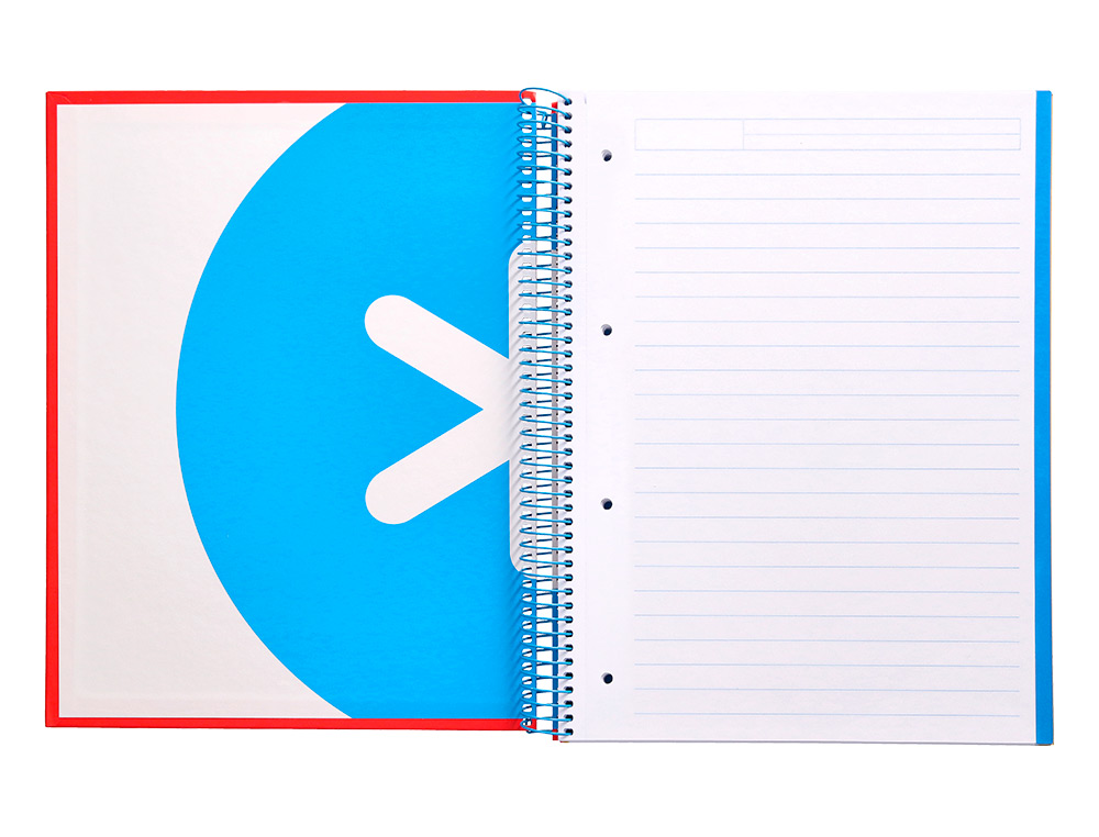 CUADERNO ESPIRAL A4 MICRO ANTARTIK TAPA FORRADA 120H 90 GR HORIZONTAL 5 BANDAS 4 TALADROS COLOR ROJO