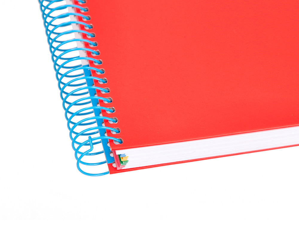 CUADERNO ESPIRAL A4 MICRO ANTARTIK TAPA FORRADA 120H 90 GR HORIZONTAL 5 BANDAS 4 TALADROS COLOR ROJO