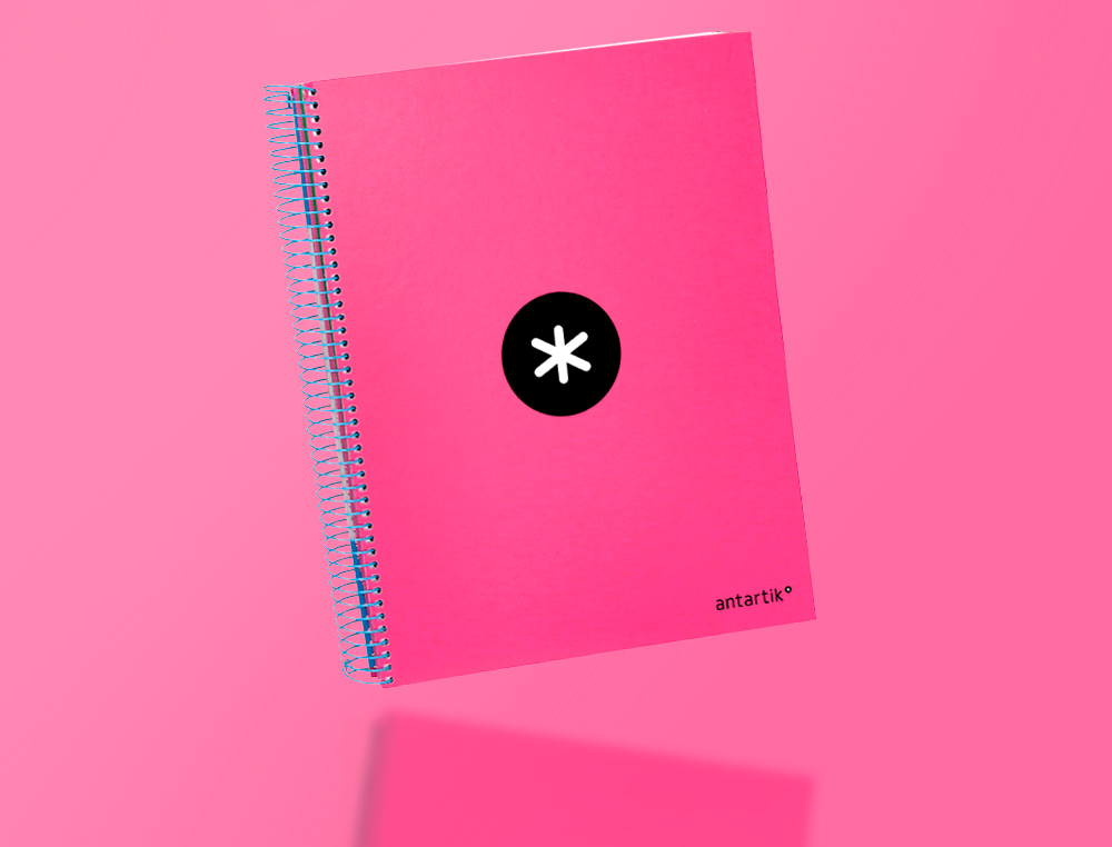CUADERNO ESPIRAL A4 MICRO ANTARTIK TAPA FORRADA 120H 90 GR HORIZONTAL 5 BANDAS 4 TALADROS COLOR ROSA