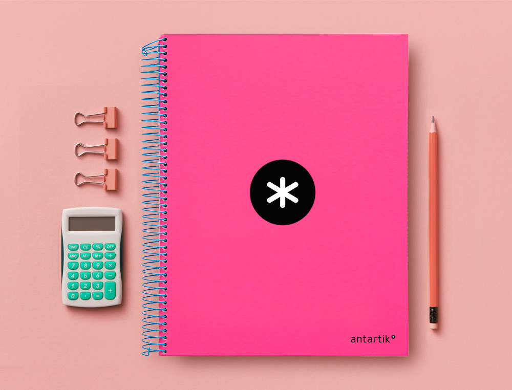 CUADERNO ESPIRAL A4 MICRO ANTARTIK TAPA FORRADA 120H 90 GR HORIZONTAL 5 BANDAS 4 TALADROS COLOR ROSA