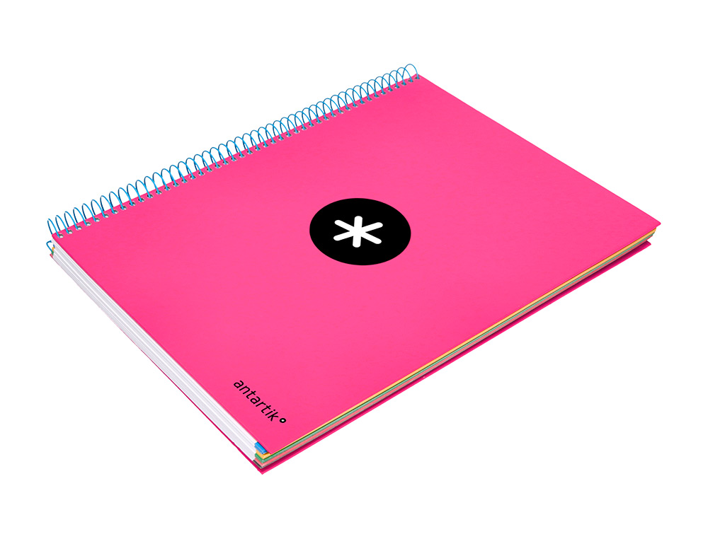 CUADERNO ESPIRAL A4 MICRO ANTARTIK TAPA FORRADA 120H 90 GR HORIZONTAL 5 BANDAS 4 TALADROS COLOR ROSA