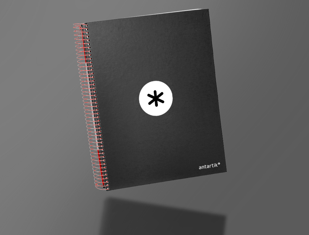 CUADERNO ESPIRAL A4 MICRO ANTARTIK TAPA FORRADA 120H 90 GR LISO CON BANDAS 4 TALADROS COLOR NEGRO