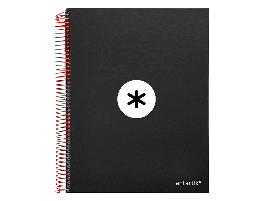 CUADERNO ESPIRAL A4 MICRO ANTARTIK TAPA FORRADA 120H 90 GR LISO CON BANDAS 4 TALADROS COLOR NEGRO
