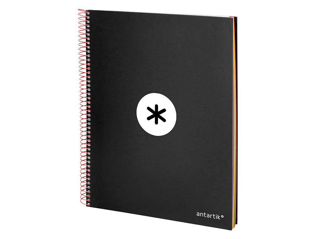 CUADERNO ESPIRAL A4 MICRO ANTARTIK TAPA FORRADA 120H 90 GR LISO CON BANDAS 4 TALADROS COLOR NEGRO