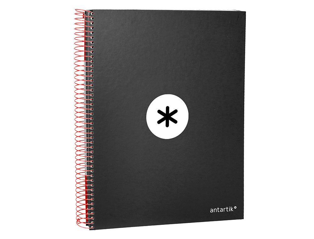 CUADERNO ESPIRAL A4 MICRO ANTARTIK TAPA FORRADA 120H 90 GR LISO CON BANDAS 4 TALADROS COLOR NEGRO