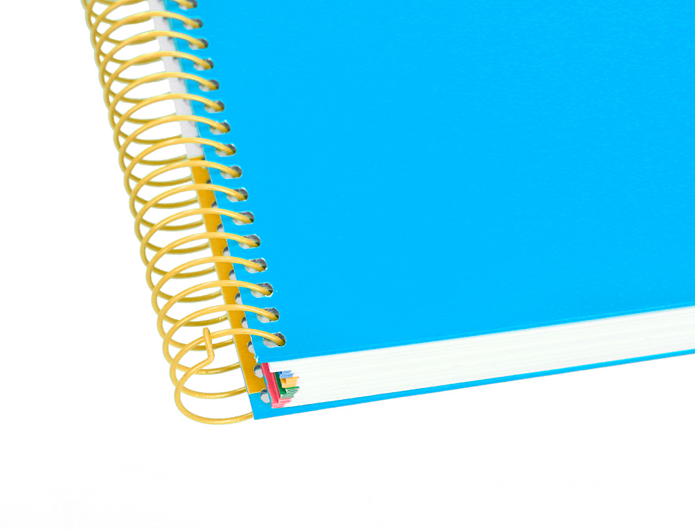 CUADERNO ESPIRAL A5 MICRO ANTARTIK TAPA FORRADA 120H 90G LISO CON BANDAS 6 TALADROS COLOR AZUL