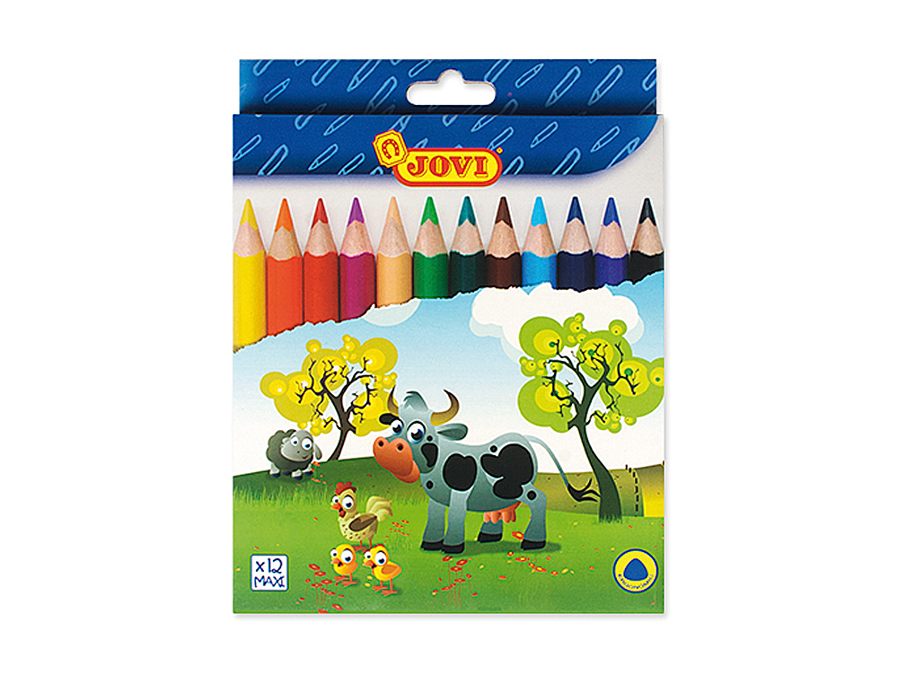 LAPICES DE COLORES JOVI MAXI TRIANGULARES ESTUCHE DE 12 UNIDADES COLORES SURTIDOS