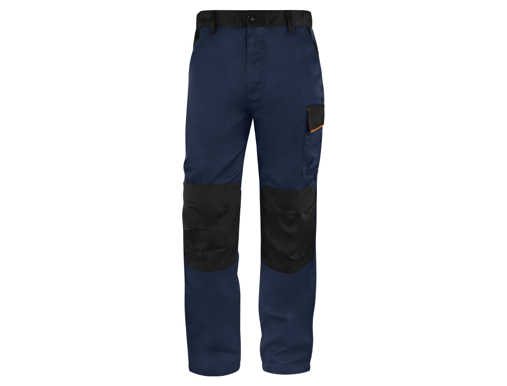 PANTALON DE TRABAJO DELTAPLUS CINTURA AJUSTABLE 5 BOLSILLOS COLOR AZUL NARANJA TALLA XXL