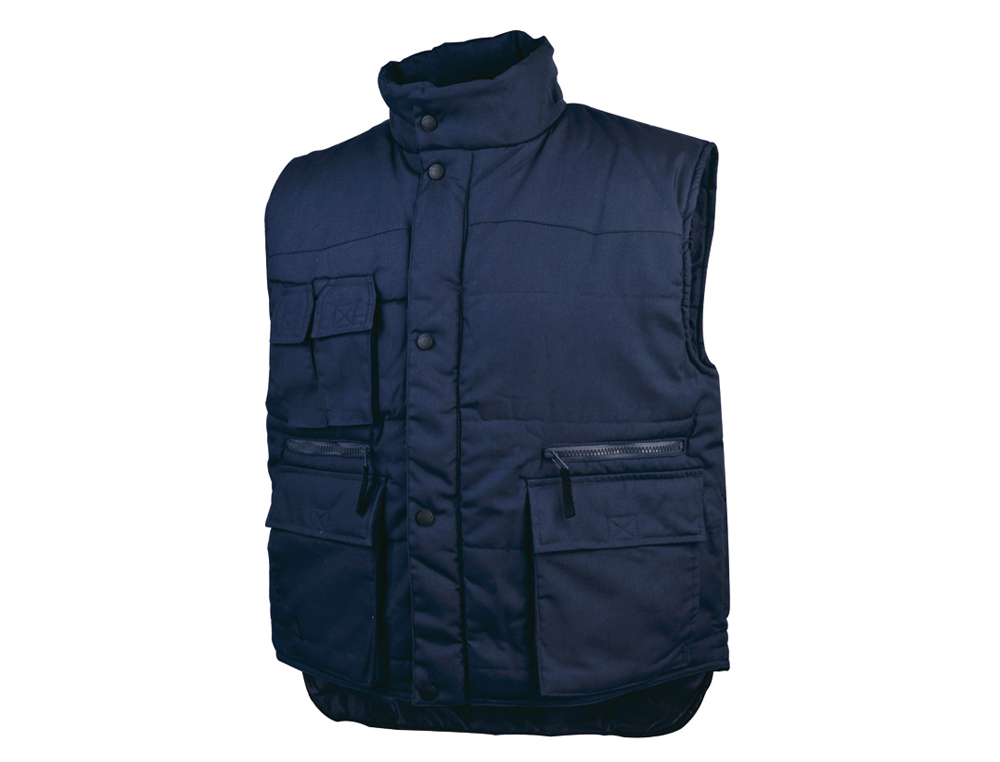 CHALECO DELTAPLUS MULTIBOLSILLOS CON CREMALLERA CINTURA ELASTICA COLOR AZUL NARANJA TALLA M