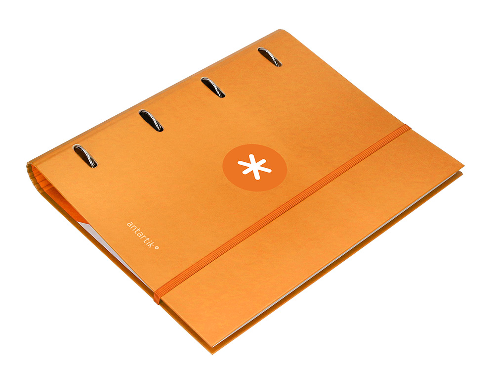 CARPETA CON RECAMBIO ANTARTIK A4 CUADRO 5MM FORRADA 4 ANILLAS 40MM REDONDAS CON SOLAPA COLOR MOSTAZA