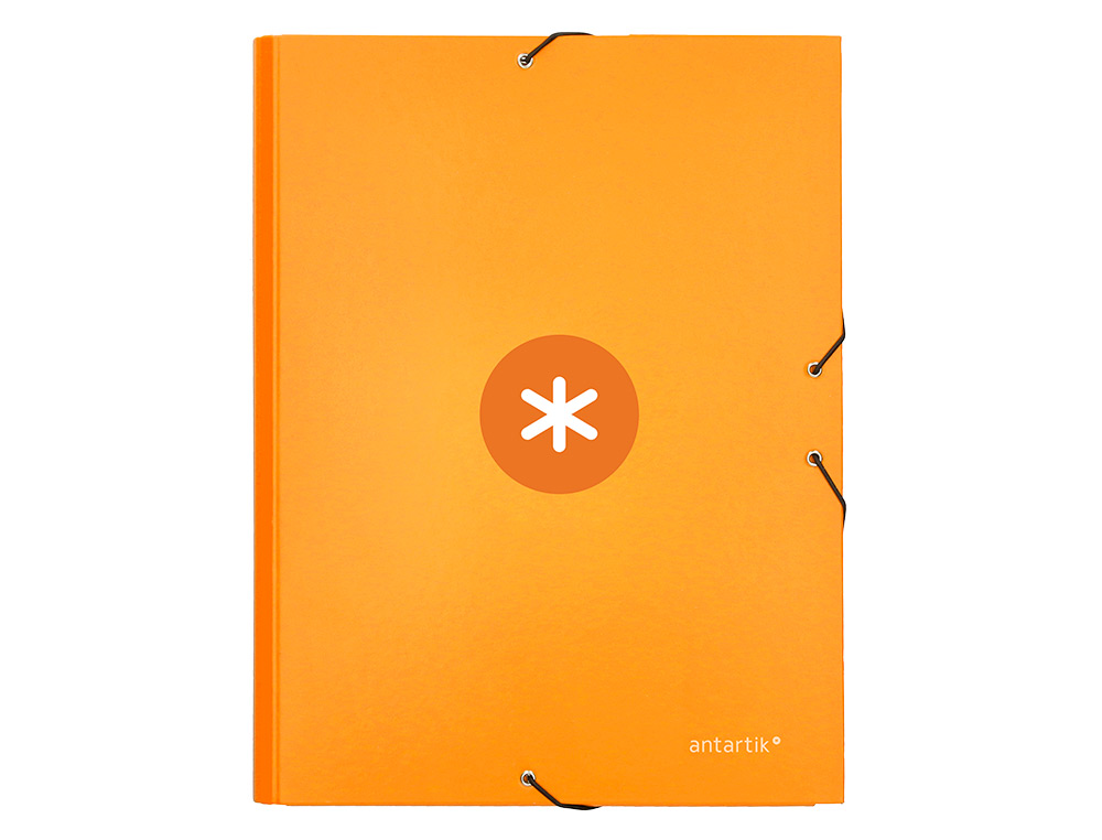 CARPETA ANTARTIK GOMAS TRES SOLAPAS CARTON FORRADO A4 COLOR MOSTAZA