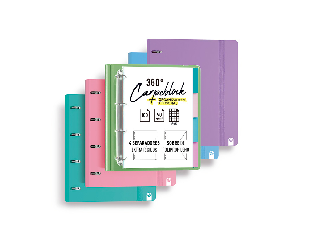 CARPETA CARPEBLOCK CARCHIVO DIN A4 FOAM CON RECAMBIO BONUS 360º STYLE COLOR VERDE MENTA