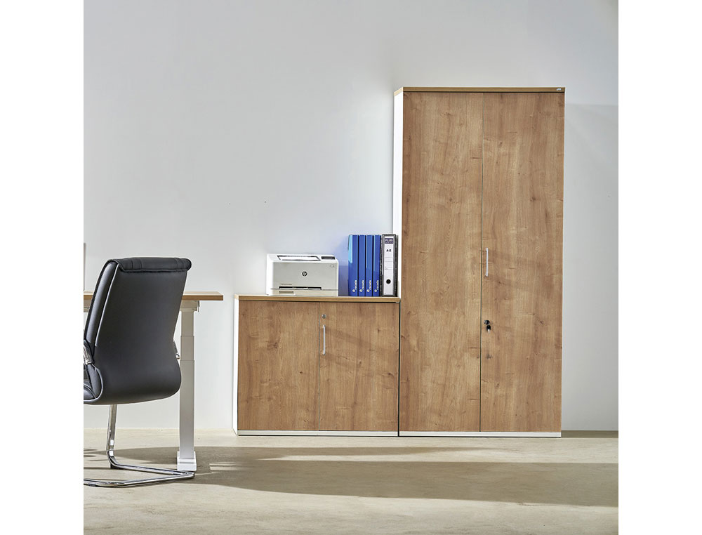 ARMARIO ROCADA DOS PUERTAS CON DOS ESTANTES COLOR BLANCO/ROBLE 78X90X45 CM