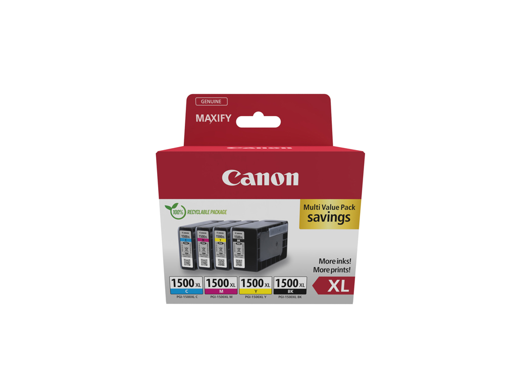 INK-JET CANON PGI-1500XL MAXIFI MB2050/2350 PACK DE 4 COLORES NEGRO AMARILLO CIAN MAGENTA