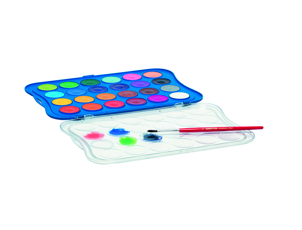 ACUARELA GIOTTO 30 MM 24 COLORES CON PINCEL ESTUCHE DE PLASTICO