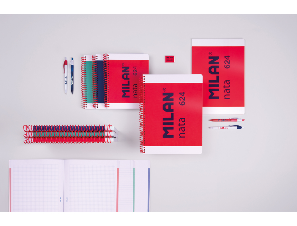 CUADERNO ESPIRAL MILAN SERIE NATA 624 SINCE 1918 DIN A4 TAPA DURA 80 HOJAS 95 GR CUADRO 5 MM COLOR VERDE