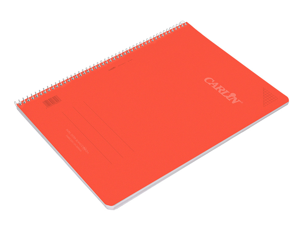 CUADERNO ESPIRAL CARLIN A4 TAPA PLASTICO 80H 90GR CUADRO 4MM CON MARGEN 6 COLORES SURTIDOS REF 16020
