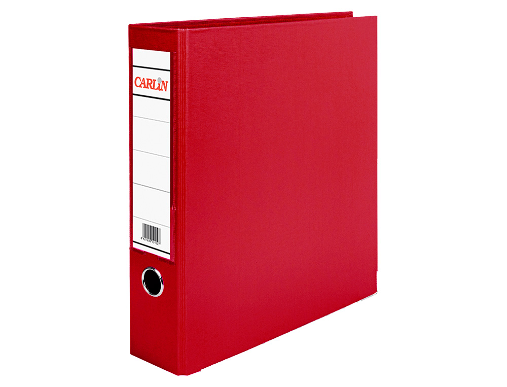 ARCHIVADOR DE PALANCA CARLIN DIN A4 FORRADO POLIPROPILENO CON RADO LOMO ANCHO 75 MM ROJO