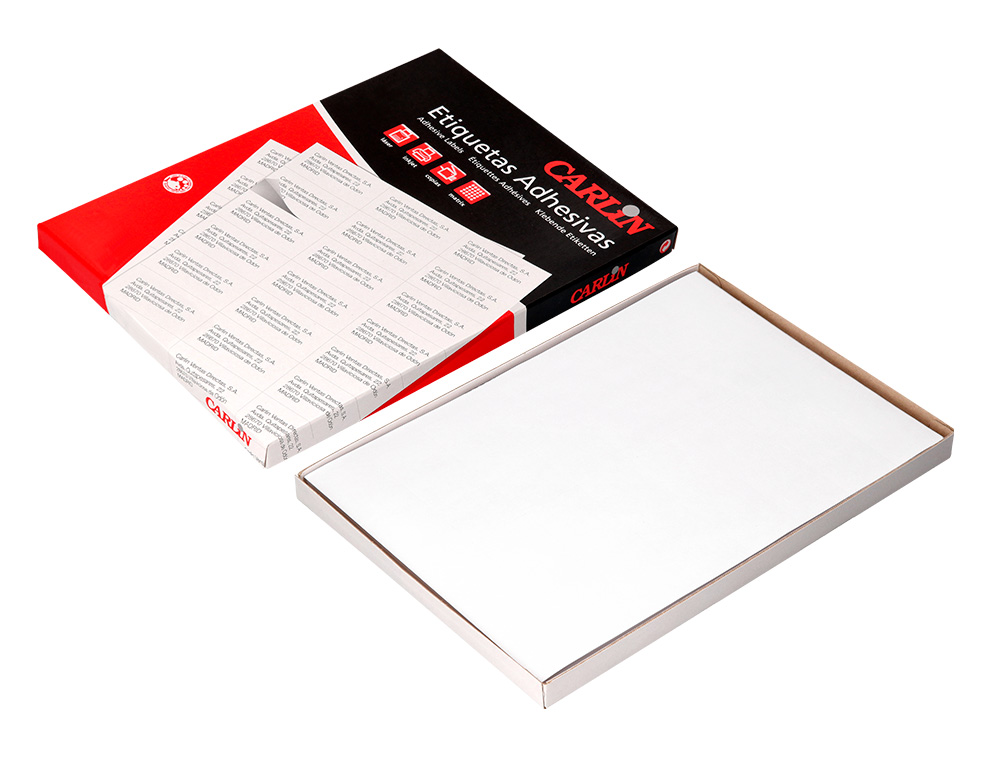 ETIQUETA ADHESIVA CARLIN 52,5X29,7 MM FOTOCOPIADORA LASER INK-JET CAJA DE 100 HOJAS DIN A4