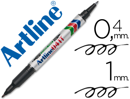 ROTULADOR ARTLINE MARCADOR PERMANENTE EK-041T NEGRO -DOBLE PUNTA 0.4 Y 1.0 MM