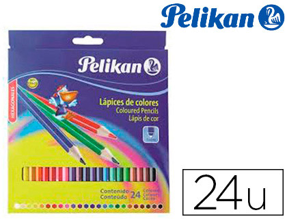 LAPICES DE COLORES PELIKAN HEXAGONALES CAJA DE 24 COLORES SURTIDOS