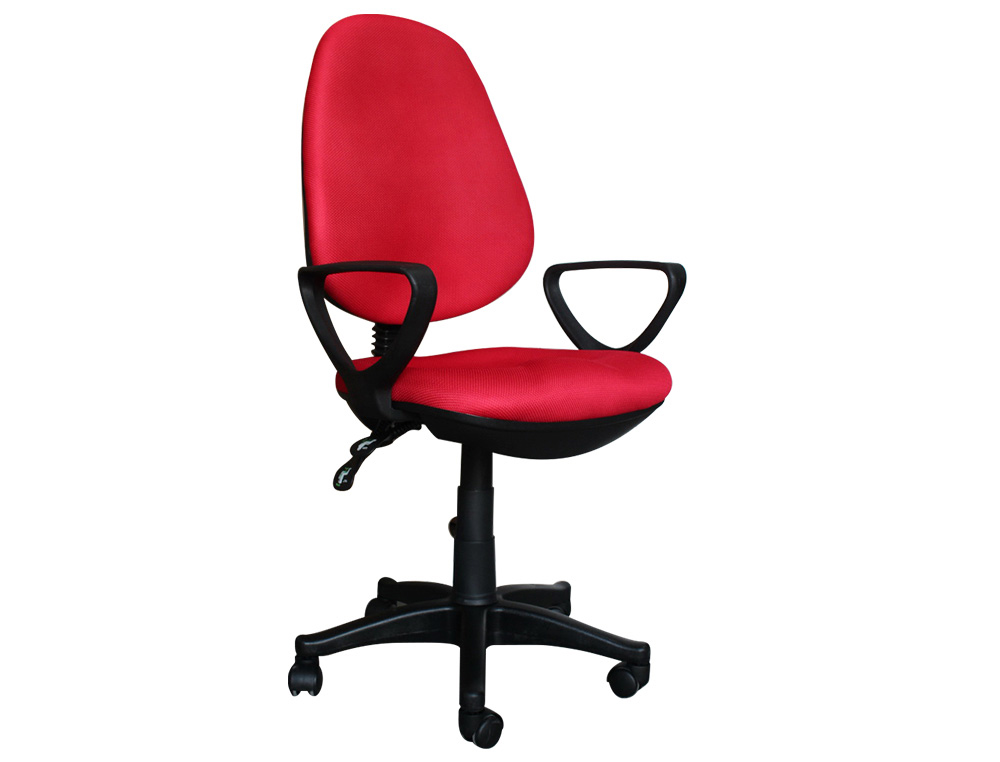 SILLA GIRATORIA Q-CONNECT BASE NYLON NEGRO REGULABLE EN ALTURA 1020+120MM ALTO ROJA 475 MM LARGO 440MM PROFUNDIDAD