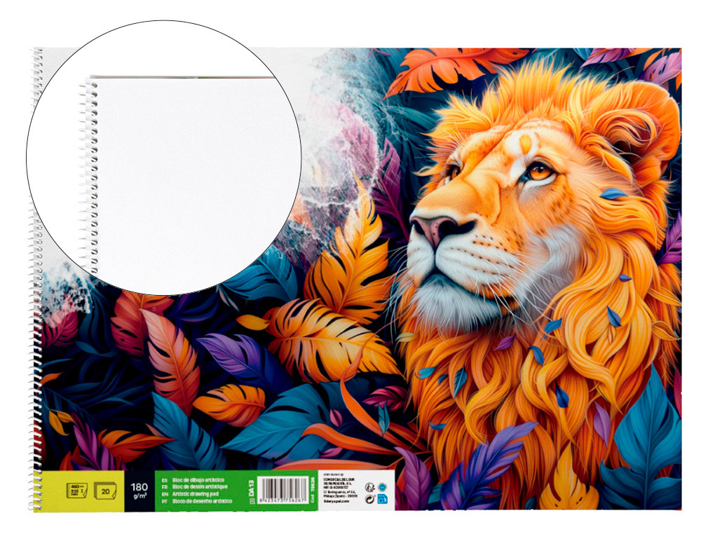 BLOC DIBUJO LIDERPAPEL ARTISTICO ESPIRAL 460X325MM 20 HOJAS 180 G/M2 SIN RECUADROPERFORADO
