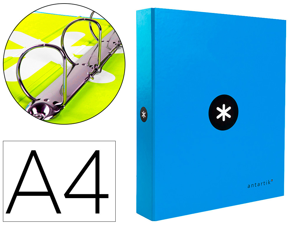 CARPETA 4 ANILLAS 40 MM MIXTAS LIDERPAPEL ANTARTIK A4 FORRADA COLOR AZUL